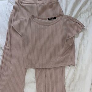 PRETTY LITTLE THING, good condition, set, size small, wide leg high rise/crop